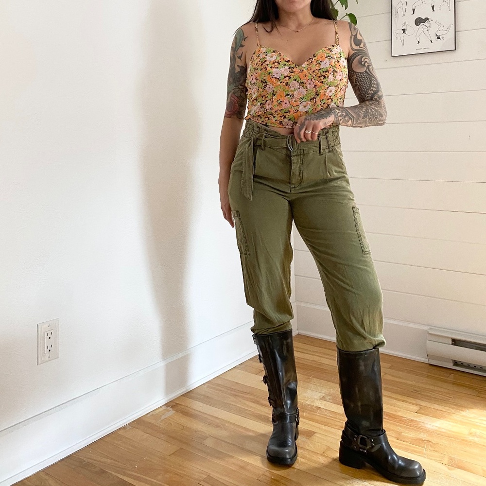 Free People Olive Green Cargo Pants